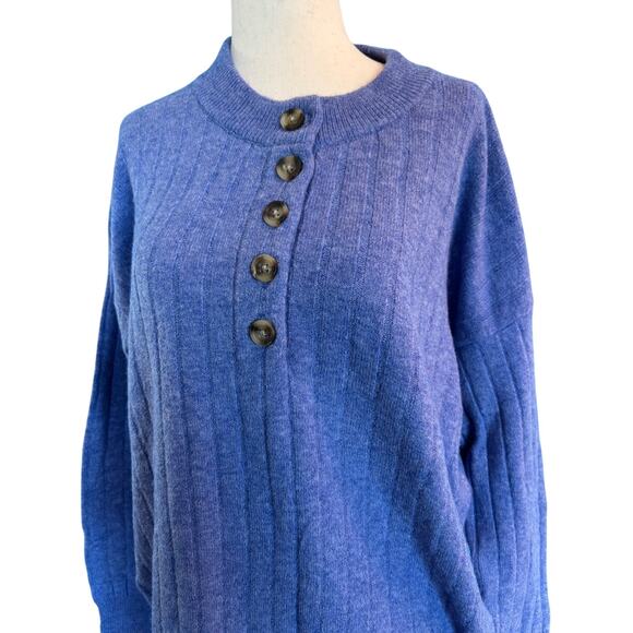 NWT Madewell Pullover Henley Sweater Oversized Drop Shoulder Wool Alpaca XXS - Picture 2 of 7